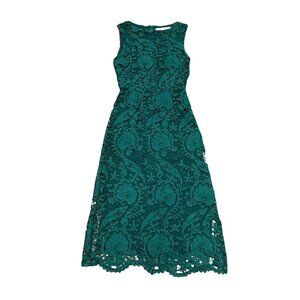 Women’s Koravilas dress green paisley design poly/silk 2000s